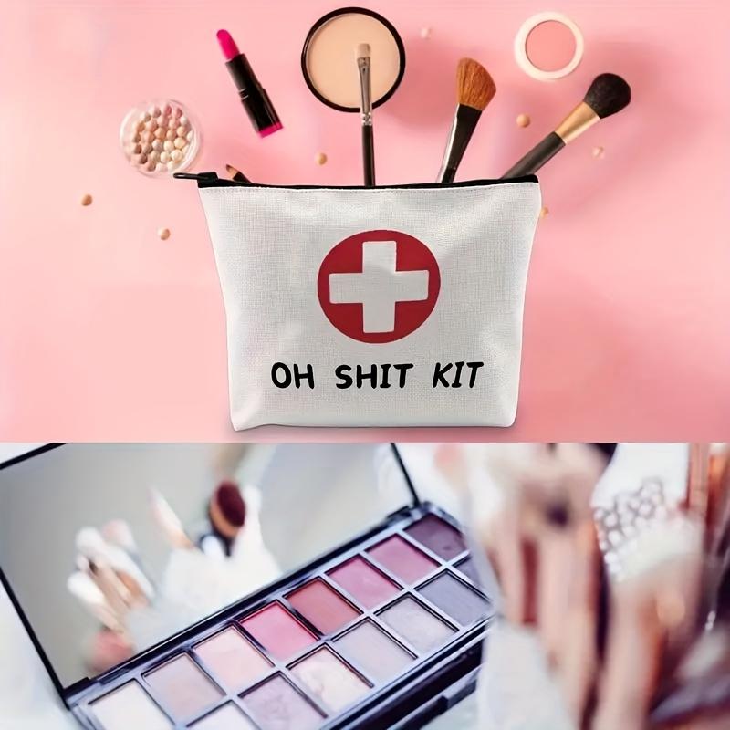 1Pc First Aid Simple Aesthetic Cosmetic Bag Durable And Stylish Zipper Portable Women'S Cosmetic Bag Suitable For Daily Use