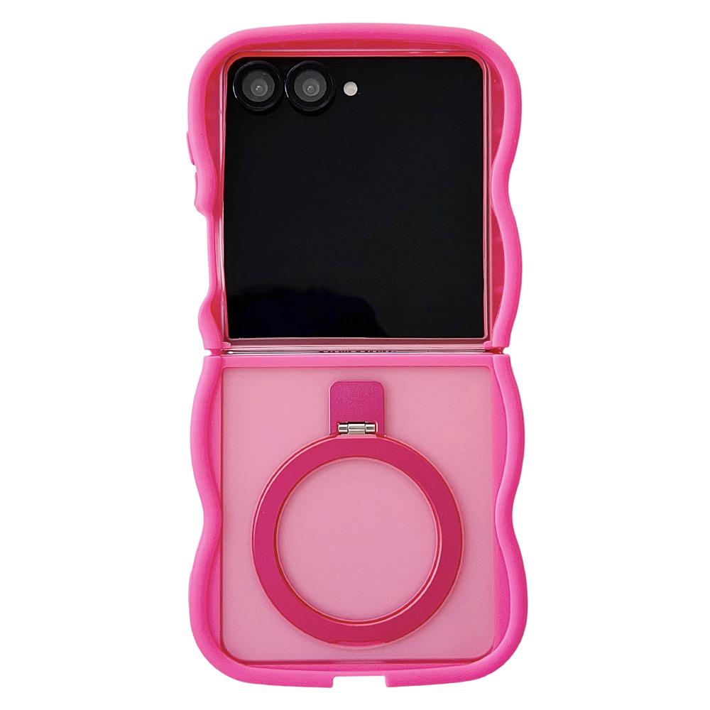 For Samsung Galaxy Z Flip7 5G Magnetic Case Kickstand Skin-Touch Wave Edge TPU+PC Phone Cover