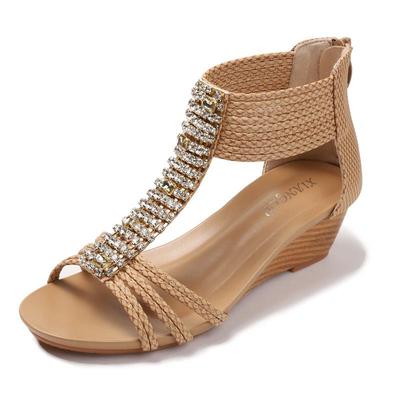 Damen Freizeitsandalen 2024 Sandalen Sommerkleidung Böhmisch Ethnisch Feng Shui Diamant Römische Schuhe JZJ-1418-733
