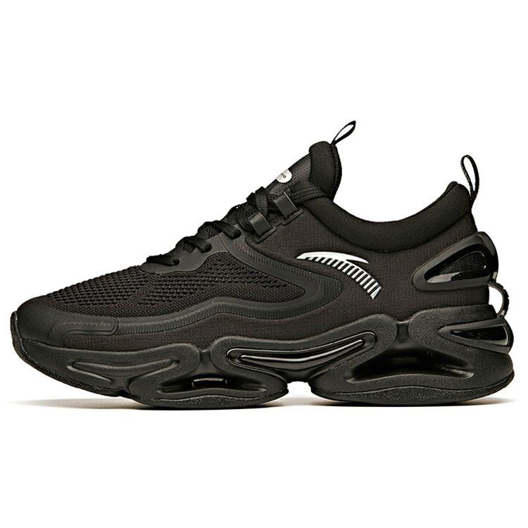Anta Comfortable Slip Resistant Abrasion Resistant Breathable Cushioning Low top Running Shoes Men's Black 912045552-3