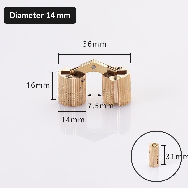 8 10 12 14 16 mm Koperen Scharnieren Cilindrisch Verborgen Onzichtbaar Messing Scharnieren Voor Meubels Kast Hardware