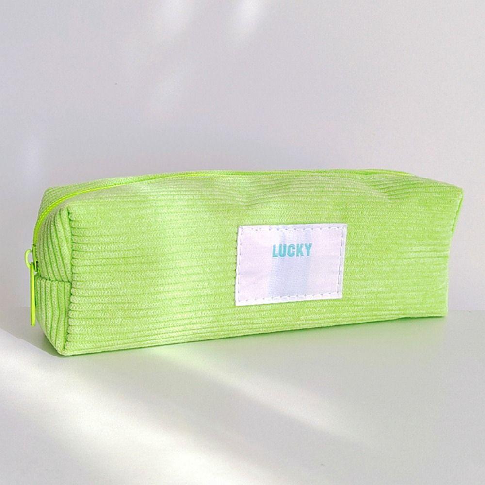 High Quality Corduroy Pen Bag Zipper Stationery Stationery Storage Bag Candy Color Pen Box