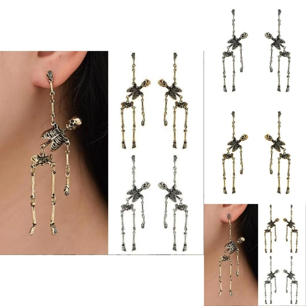 Unique And Quirky Halloween Skull Earrings Vintage All-metal Alloy Dangle Jewelry