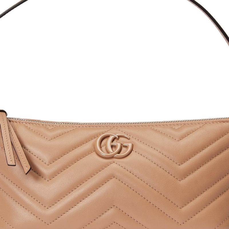 Gucci GG Marmont Double G Logo Quilted Chevron Leather Tote Shoulder Bag Women bags Rose-Beige 739166-DAAAH-2754