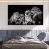 Löwe Schwarz-Weiß-Kunst Wohnzimmer Dekoration Poster Hintergrund Wandgemälde HD-Druck auf Leinwand Leinwandgemälde