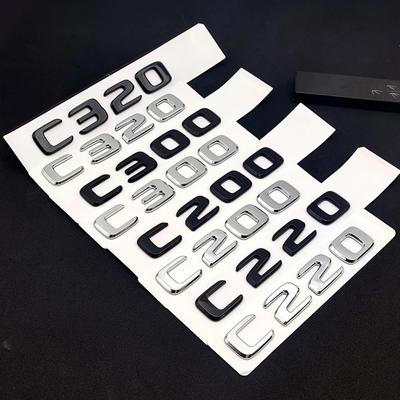 ABS Black Chrome Letters 3D Car Trunk Letters Emblem Badge Decal For C200 C220 C300 C320 Logo Sticker Accessories