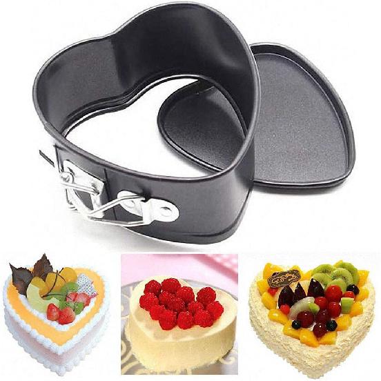 JMXC Set of 4 Mini Non-Stick Spring Pan, 4 Inch Heart Shaped Cake Pan, Sturdy Steel, Hand Wash