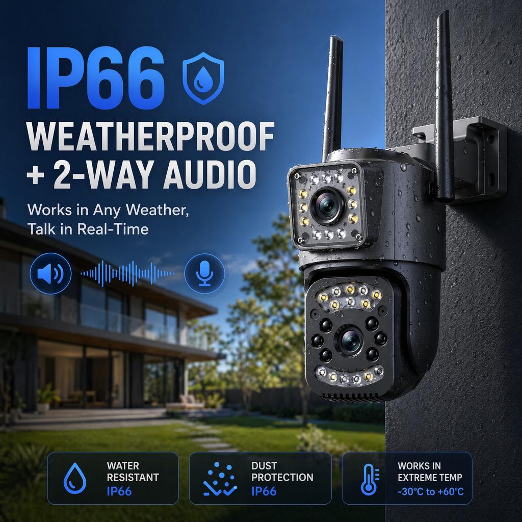 Kamera zewnętrzna V380 PRO z podwójnym obiektywem, podwójnym ekranem, HD 8MP 4K, kamera WIFI z mobilnym śledzeniem, kolorowe widzenie nocne, dwukierunkowy domofon, kamera bezpieczeństwa