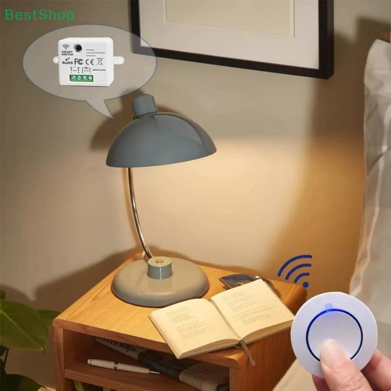 Wireless Remote Control Light Switch 220V 10A Relay Receiver Mini Round Button Wall Panel Switch For LED Lamp