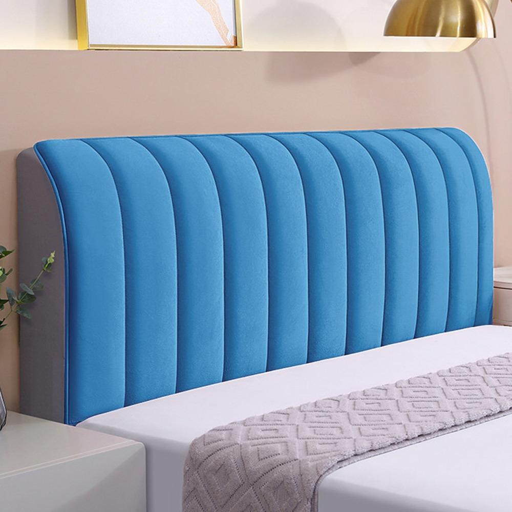 Thickened Flannel Bedside Cover All-inclusive Anti-Collision Bed Headboard Cover Soft Solid Color Headboard Protector Bedroom синий