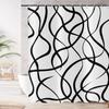 Black and White Shower Curtain, Modern Striped Wavy Line Bathroom Curtain Abstract Geometric Art Waterproof Fabric Bathtub