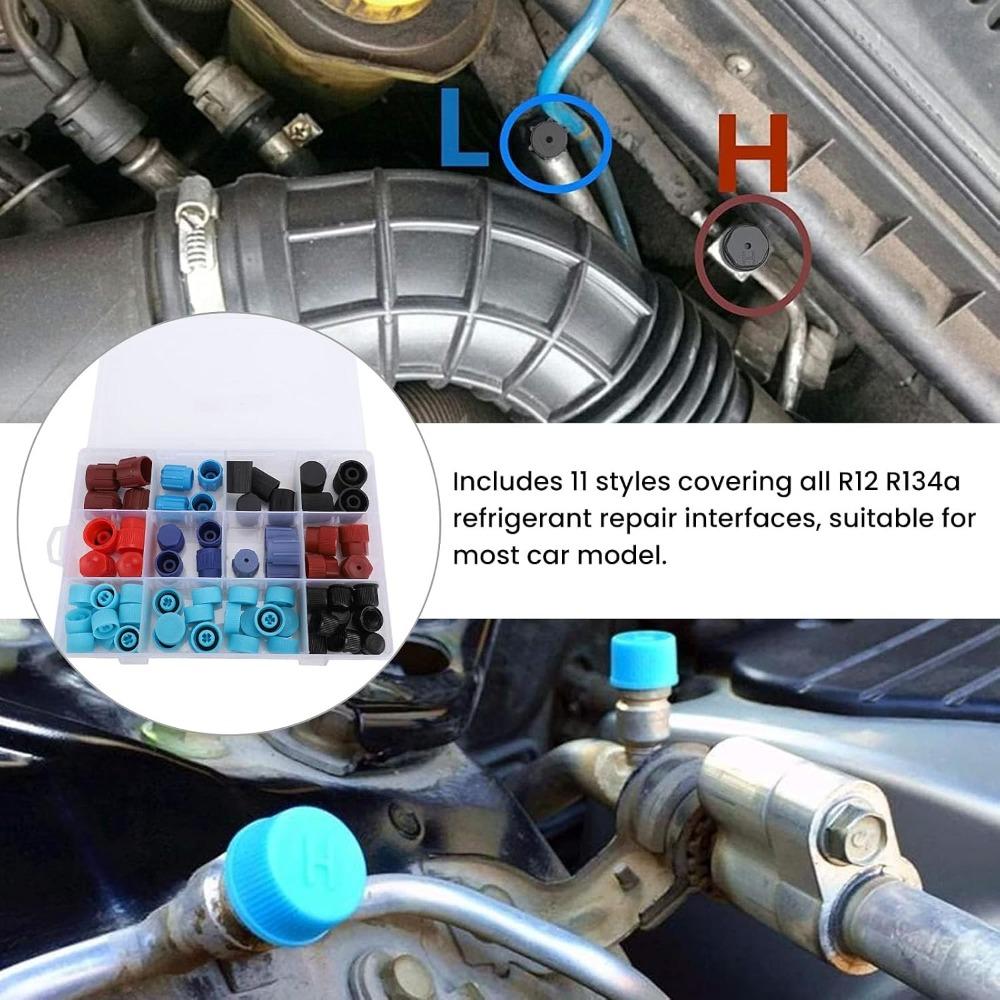 77pcs High Low Side Dust Cap Set Valve Core Port Caps  For R12 R134A System Repair