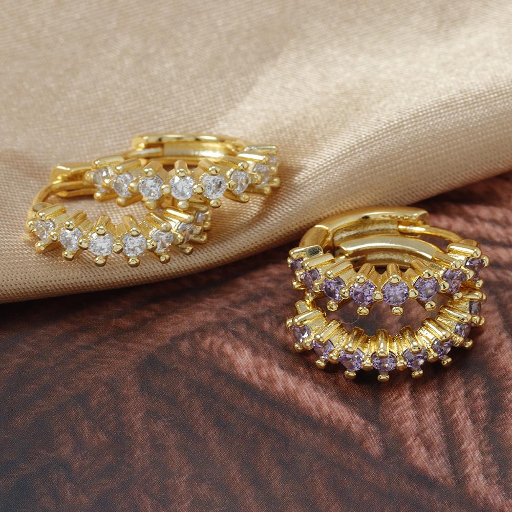 Luxusní nerezové barevné zirkonové kruhové náušnice pro ženy Móda Korejský Huggie Dámské šperky pendientes mujer