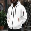 Men's Zip-Up Hooded Jacket with Multiple Pockets Athletic Casual Top for Daily Wear