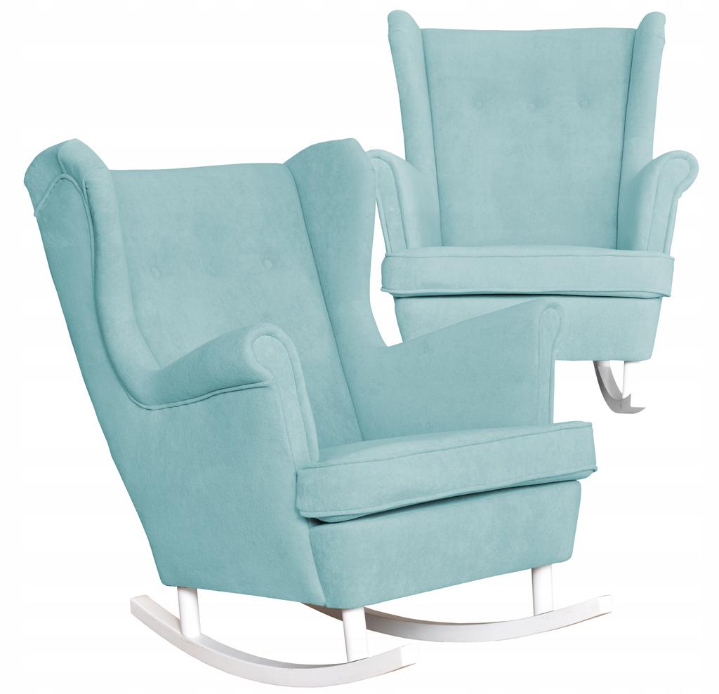 Fotel uszak bujany skandynawski welur Hunter Family Meble błękitny