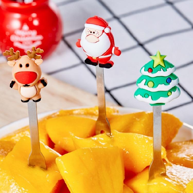 5 Pcs Christmas Fruit Dessert Fork Reusable Appetizer Forks Dessert Cake Fork