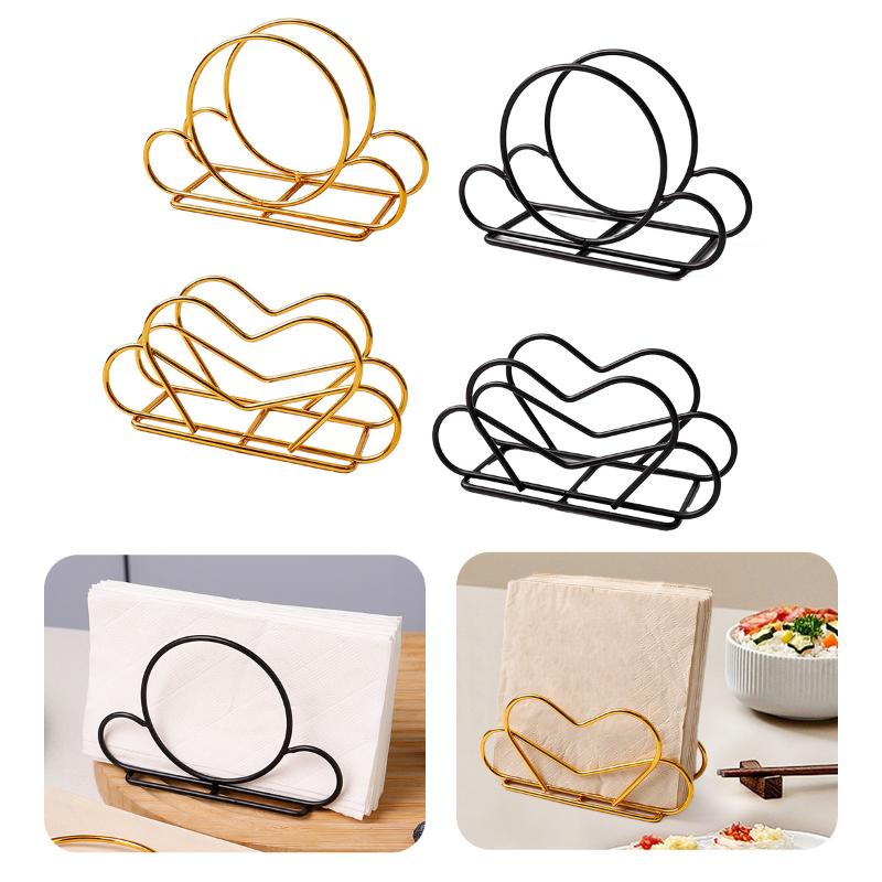1pcs Elegant Iron For Heart-shaped/Round Napkin Holder Stylish Kitchen Dining Tabletop Accessory Ideal For Home And Restaurant