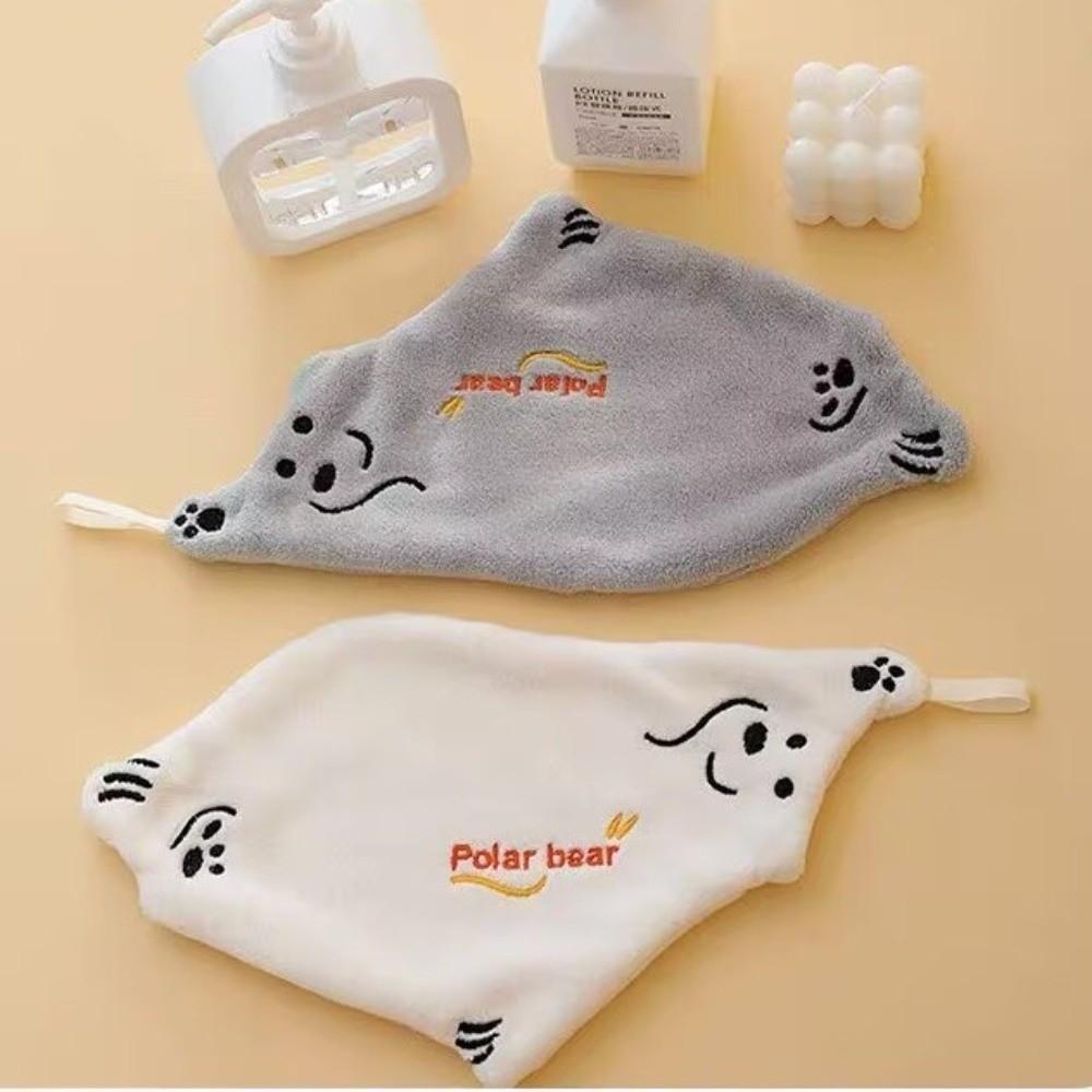 Cute Cartoon Polar Bear Hand Wiping Towel Thickened Coral Fleece Kitchen Towel Quick Drying Super Absorbent Wiping Cloth