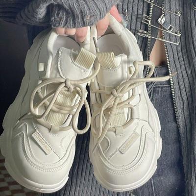 Popular Platform Dad Shoes Women's Spring and Autumn Hong Kong Style Ins Trendy Retro 2025 New Versatile Height-increasing Casual Sports Shoes