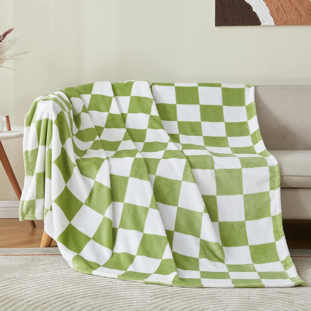 1PC Blanket for Couch Sofa Bed Plaid Decor Black White Checkered Blanket Cozy Fuzzy Soft Lightweight Warm Blankets  All Seasons