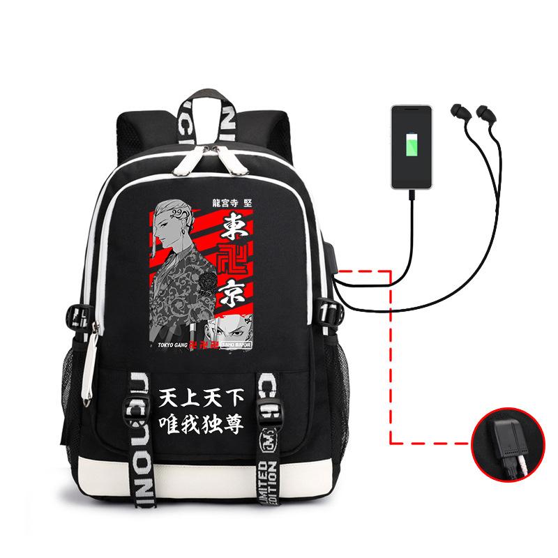Anime, Avengers, Sano Manjiro Trend Backpack Usb Large Capacity Backpack