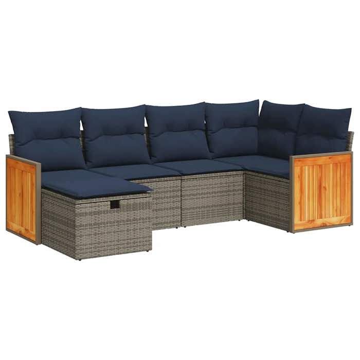 VidaXL Garden Lounge Set 6 Pcs with Grey Cushions Wicker 3326030