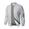 Frühlings Herren Schwarze Bomberjacke Reißverschluss Lässiger Langarmmantel