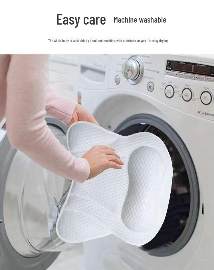 In Stock 4D Machine Washable Bath Pillow with 6 Suction Cups for Back Support