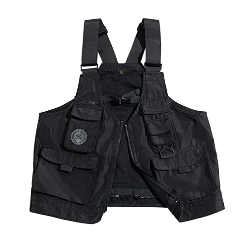 

[hurtbasuketto] Functional Style Retro Multi-Pocket Sleeveless Jacket Layering Front Open Camisole/Shoulder Bag Waistcoat Unisex Street Fashion Outdoo