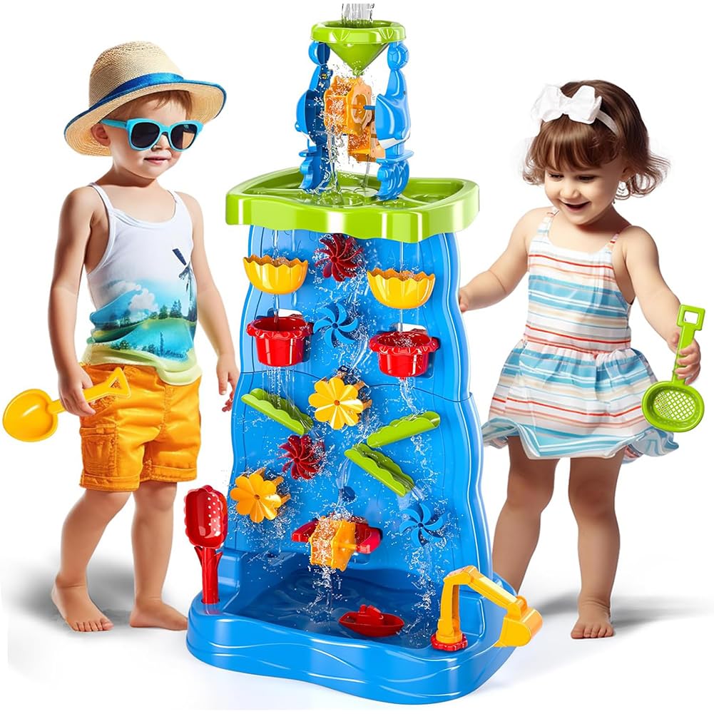 2026 Step 2 Rain Shower Water Table Kids Waterfall Water Table Double-Sided Water Sand Table Sand Play Beach Water Play Kids Outdoor Sand & Water