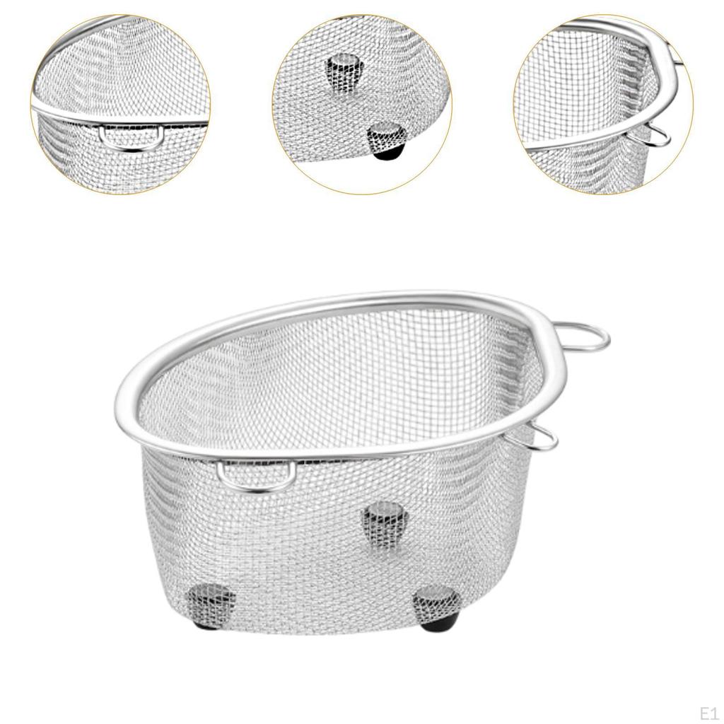 Hanging Sink Basket Corner Strainer Multifunction Quick Drainage Stainless Steel Sponge Holder