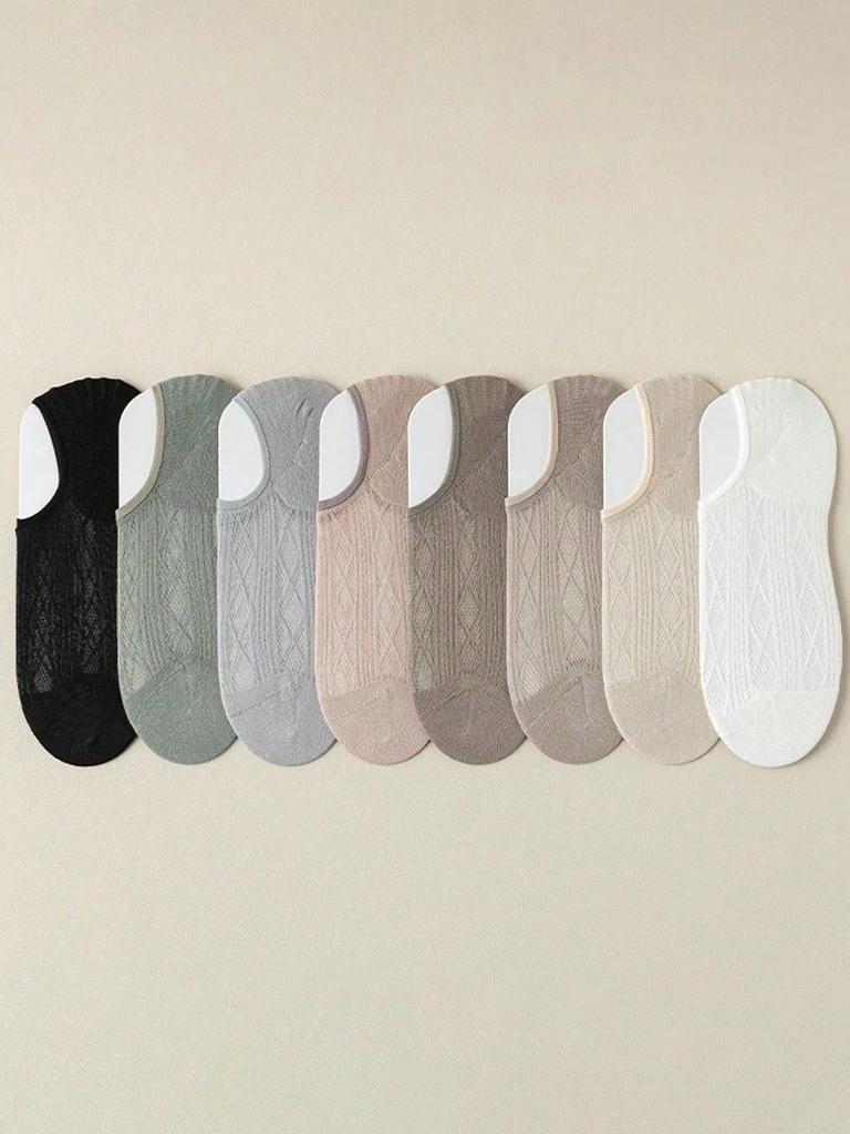 5 Pairs Women's Casual Minimalist Mesh Boat Socks, Thin Anti-Slip Breathable Invisible Socks, Daily Wear/Summer Christmas Gift