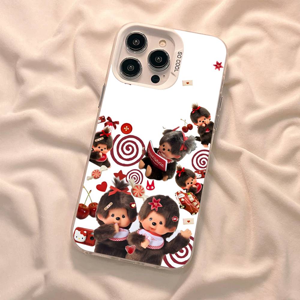 Cute M-monchhichis-s Phone Case For IPhone 17 16 15 14 11 12 13 Pro Max Plus Pro Colored Silver Cover