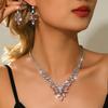 Noble Light Luxury Banquet Exquisite Necklace Earrings Two Piece Set Trendy Sparkling Flower Set