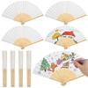 LALAFINA Folding Painting Hand Plain Bamboo Washi Summer Heat Party White Fan, Fan, Decoration, 8-Piece Set, Fan, White, DIY, Painting, Doodling,