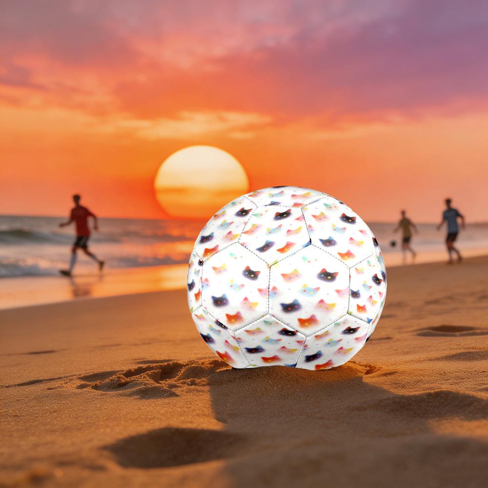 1pc Colorful Cats Theme Soccer Ball Football, Size 5, Lightweight PVC, Outdoor Training Soccer Ball,Gift C65110