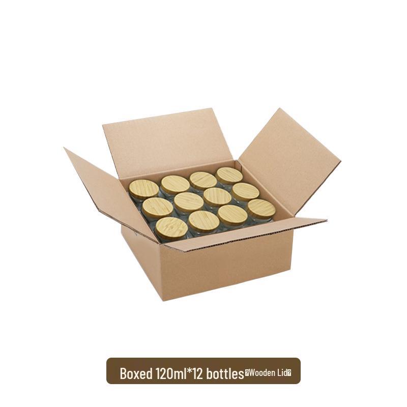 Square Glass Spice Jars with Solid Wood Lids - Kitchen Storage Set