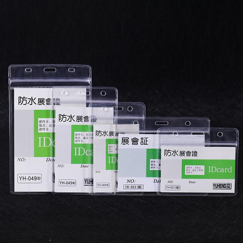 50pcs ID Card Holder Lanyard Badge Holder Name Identification Sleeve Dual Clear Business Exhibit Office school strap Neck Hang