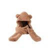 Winter warm plush thickened scarf, gloves, and hat all-in-one three-piece set with cute bear design