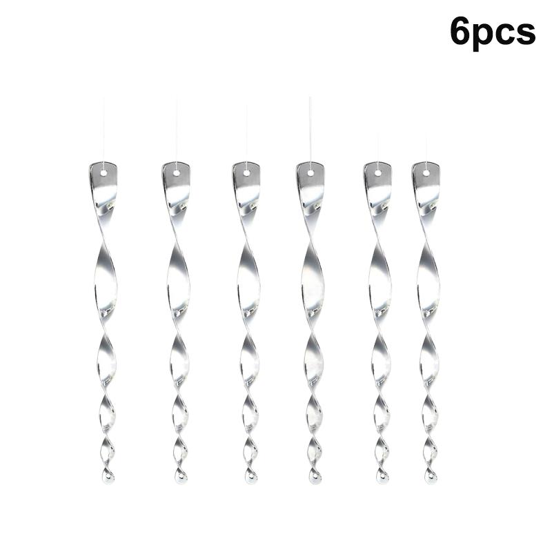 

6/10/12Pcs Sparkling Bird Repellent Spiral Reflectors Silvery Ps Hanging Deterrents For Garden Scare Away Woodpeckers Pigeons 6pcs серебряный