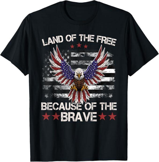 

America Eagle | Land of the Free Because of the Brave T-Shirt XL