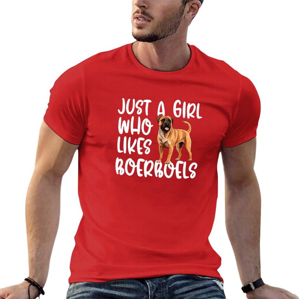 Just A Girl Who Likes Boerboels T-Shirt Vintage Clothes Shirts Graphic Tee Oversized T Shirt Tees T Shirt Men