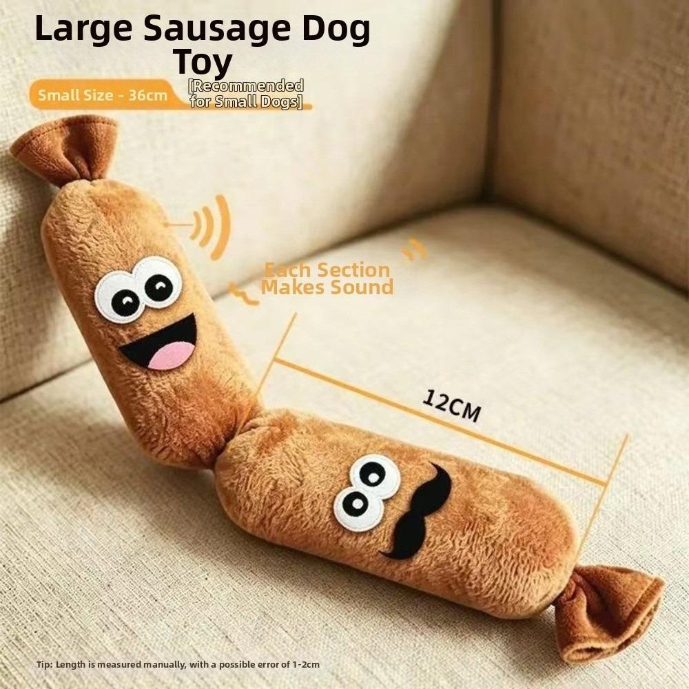 

Simulated Dog Sausage Plush Chew Toy Press-to-Squeak Pet Boredom Relief Toy Dog Squeaky Toy 2 segments