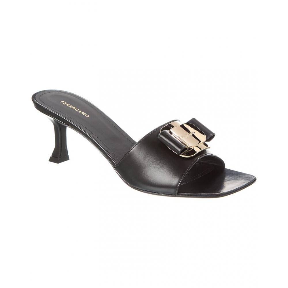 Salvatore Ferragamo Ferragamo Zelie Leather Sandal Black