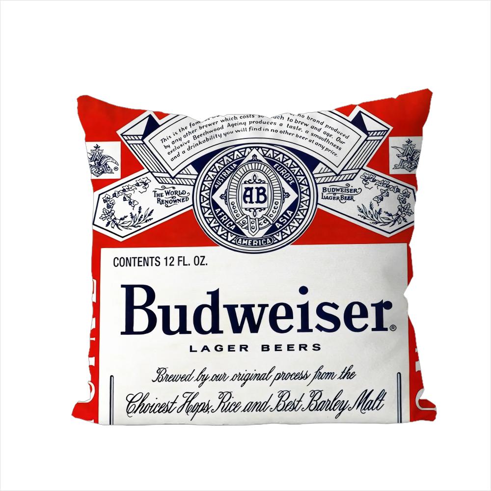 B-Budweisers Pillow Case For Car Sofa Decorative Home Double-sided Print Plush Square Throw Pillow Cushion Cover