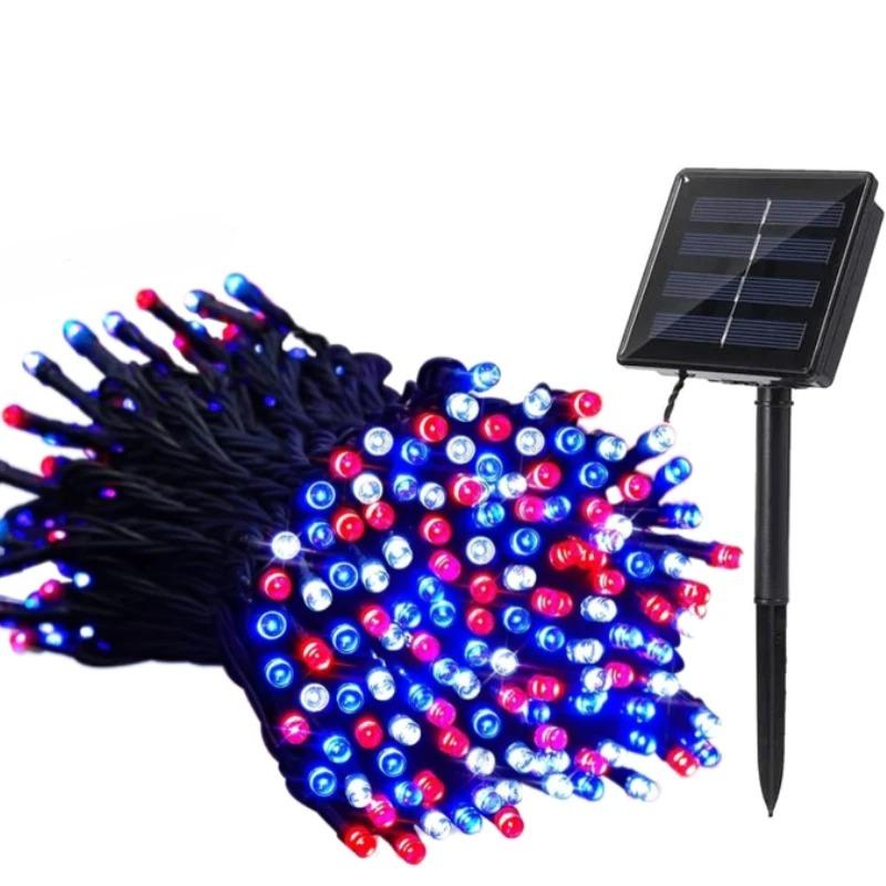Solárne LED reťazové svetlá 50/20 LED IP65 Vodotesné 8 režimov Vianočné svetielka pre vonkajšiu záhradu Vianočnú párty Svadobnú dekoráciu
