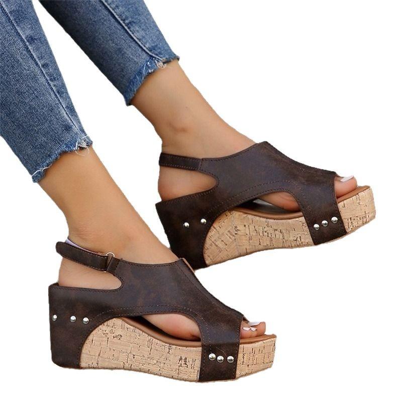 22 Roman sandals flat platform sandals large size shoes fish mouth wedge sandals
