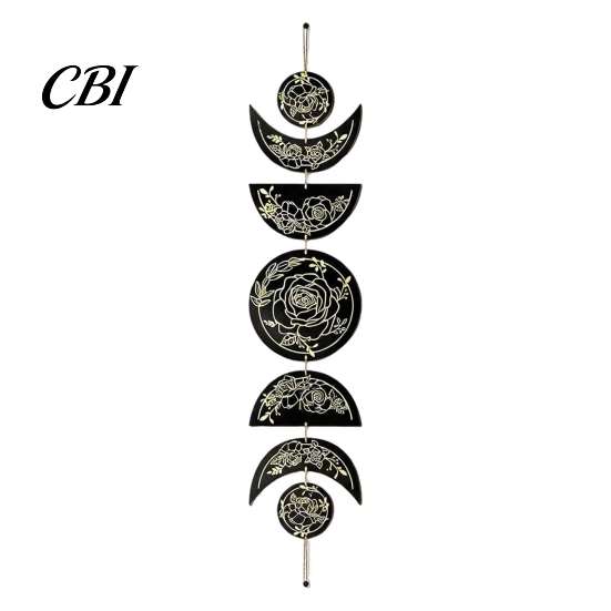 Wall Mounted Art Boho Decoration, Moon Phases Art, Minimalist Star Bohemian Hanging for Home Gothic Witchy Door Pediment Pediments Sign Room