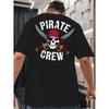 European Sizes Pirate Crew Men's T-shirts Classic Versatile Round Neck Back Printed T-shirt Shirt, Suitable for Basketball, Summer Outfit In the Gym