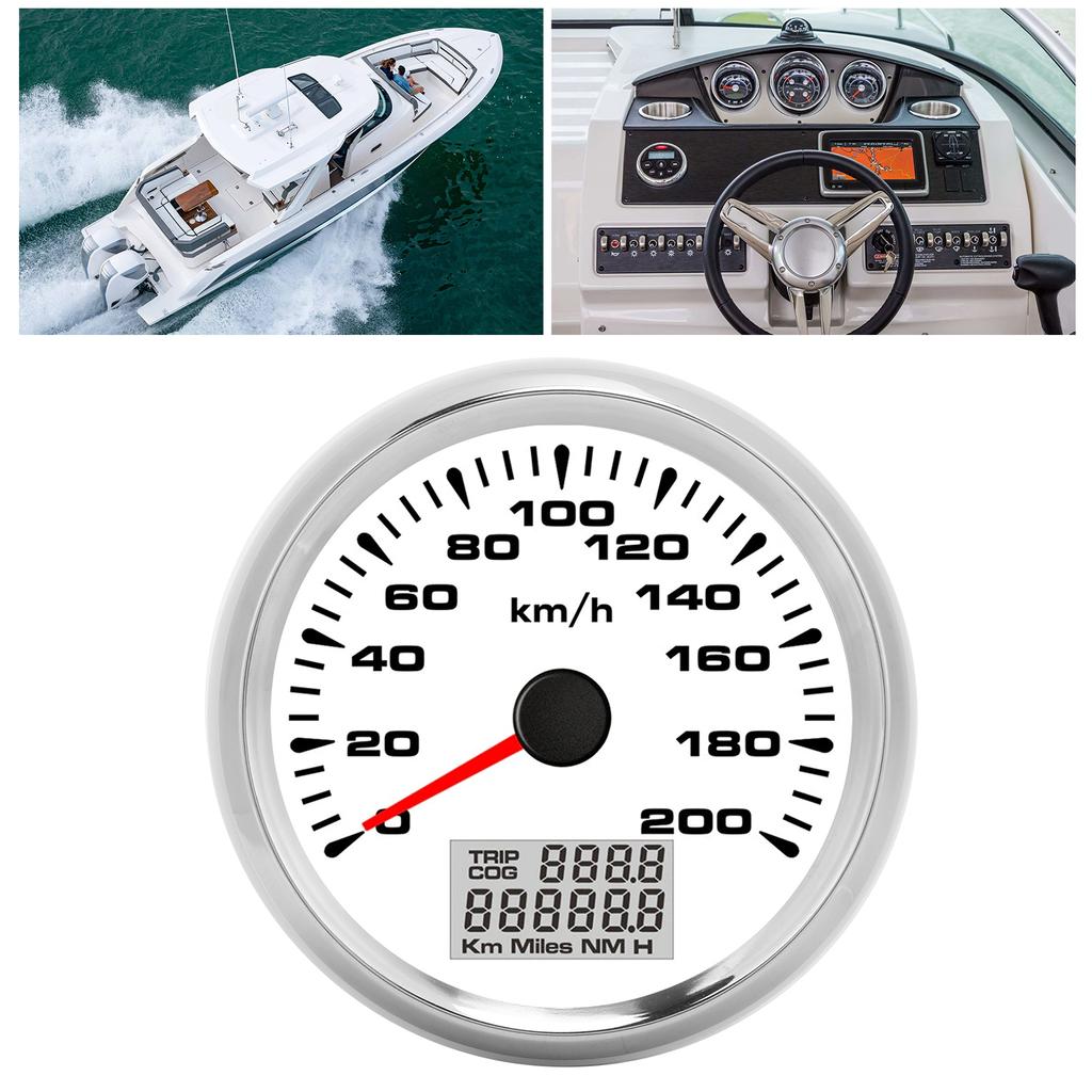 85mm Analog GPS Speedometer 200km h Waterproof 7 Backlit White Dial Chrome Bezel for 12 24V Marine Motorcycle Truck